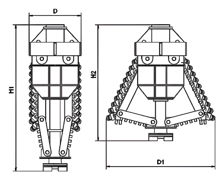 Three-wing belling bit, rock — Dimension drawing