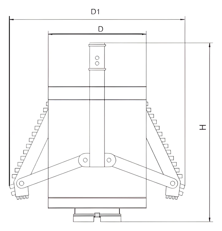 Three-wing belling bit, soil — Dimension drawing