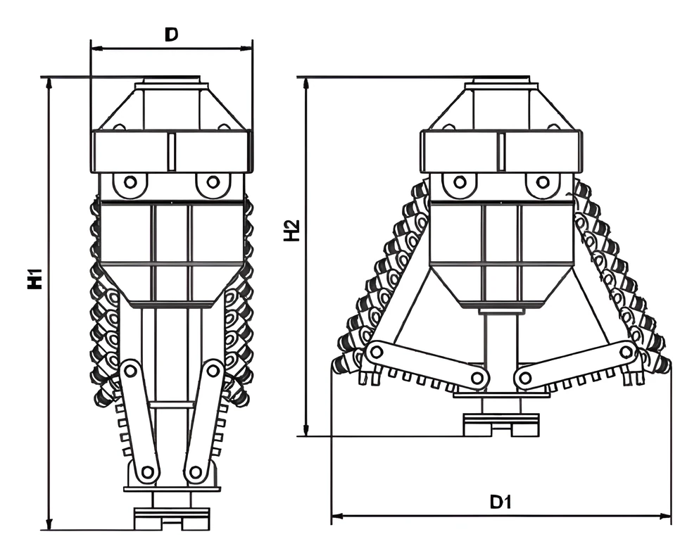 Two-wing belling bit, rock — Dimension drawing