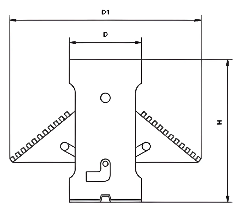 Two-wing belling bit, soil — Dimension drawing