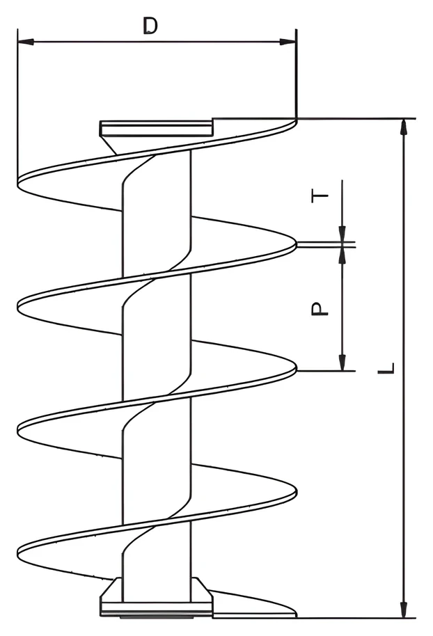 Flanged CFA rod — dimension drawing