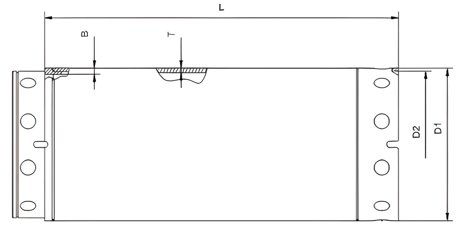 Single-wall casing — dimension drawing