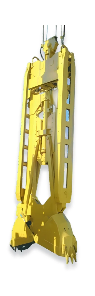 Frame-type hydraulic grab with verticality correction