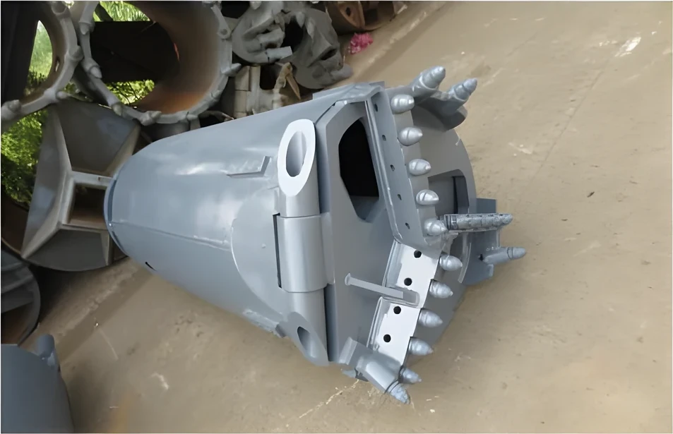 Three-plate rock drilling bucket