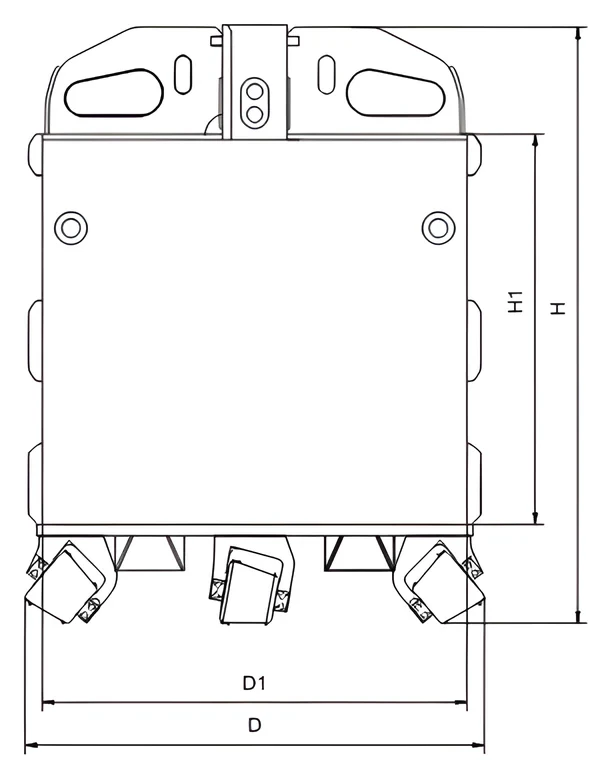 Air-lift reverse-circulation roller bit — dimension drawing