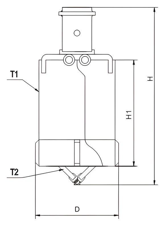 Clam drilling bucket, rock — dimension drawing
