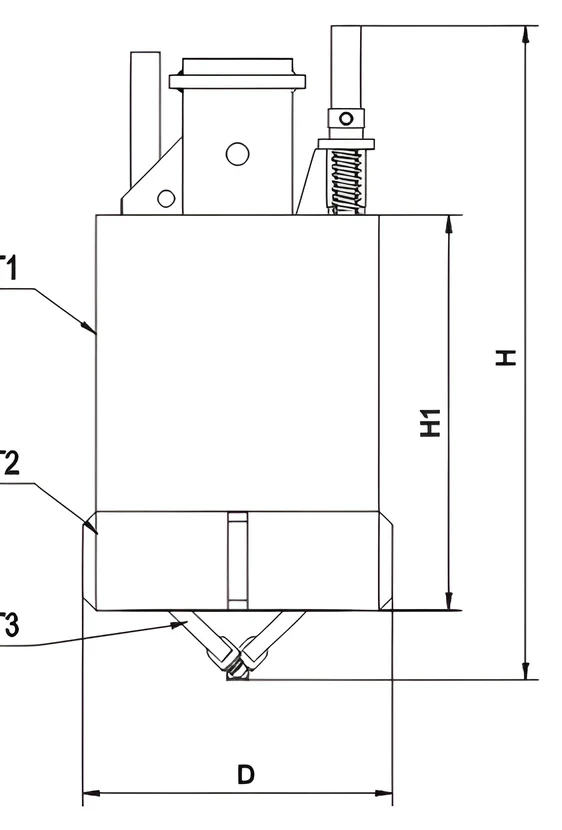 Cone-bottom bucket — dimension drawing
