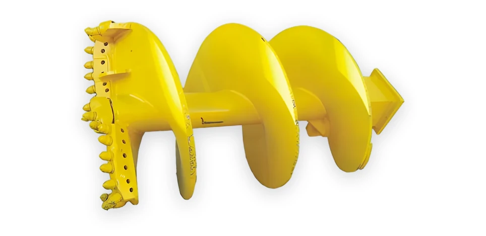 Double-cut rock auger, straight flight