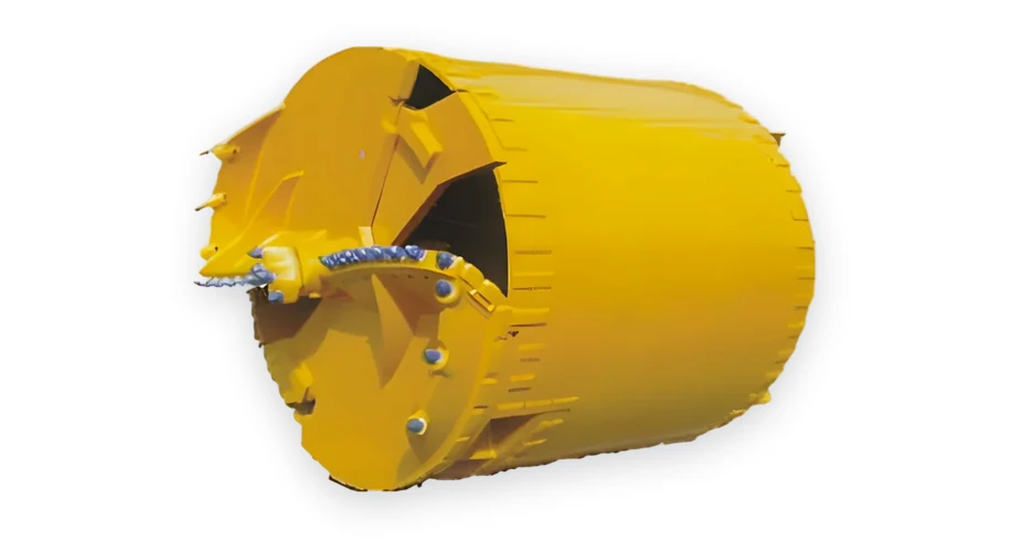 Double-cut rock drilling bucket