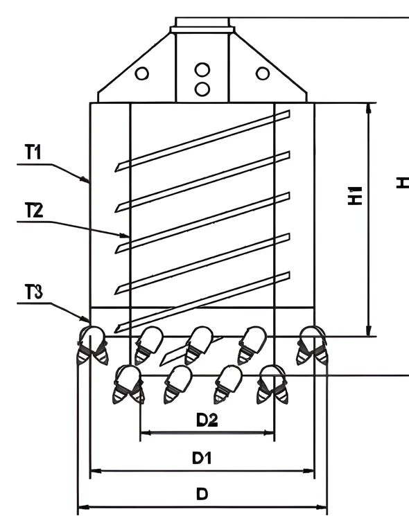 Double-walled Core Barrel — dimension drawing