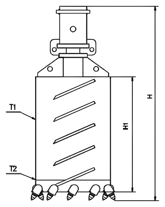 Grab-type core barrel — dimension drawing
