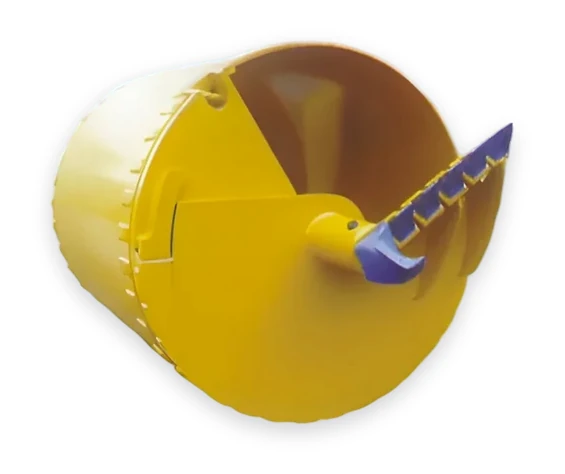 Single-cut drilling bucket, flat teeth