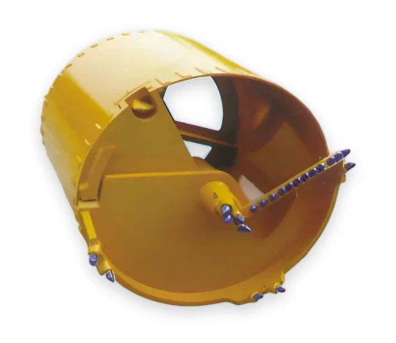 Single-cut rock drilling bucket