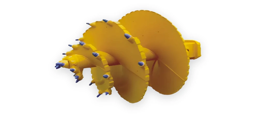 Double-cut rock auger, twin cone
