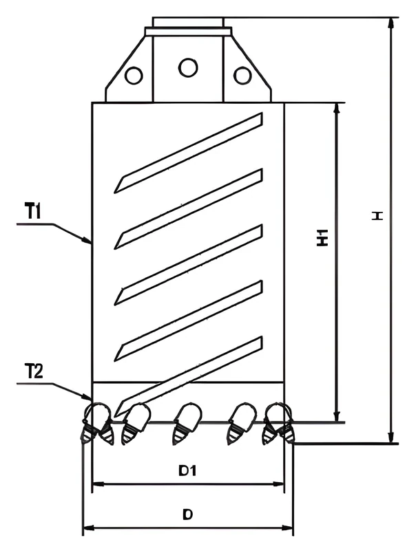 Three-wing core barrel — dimension drawing
