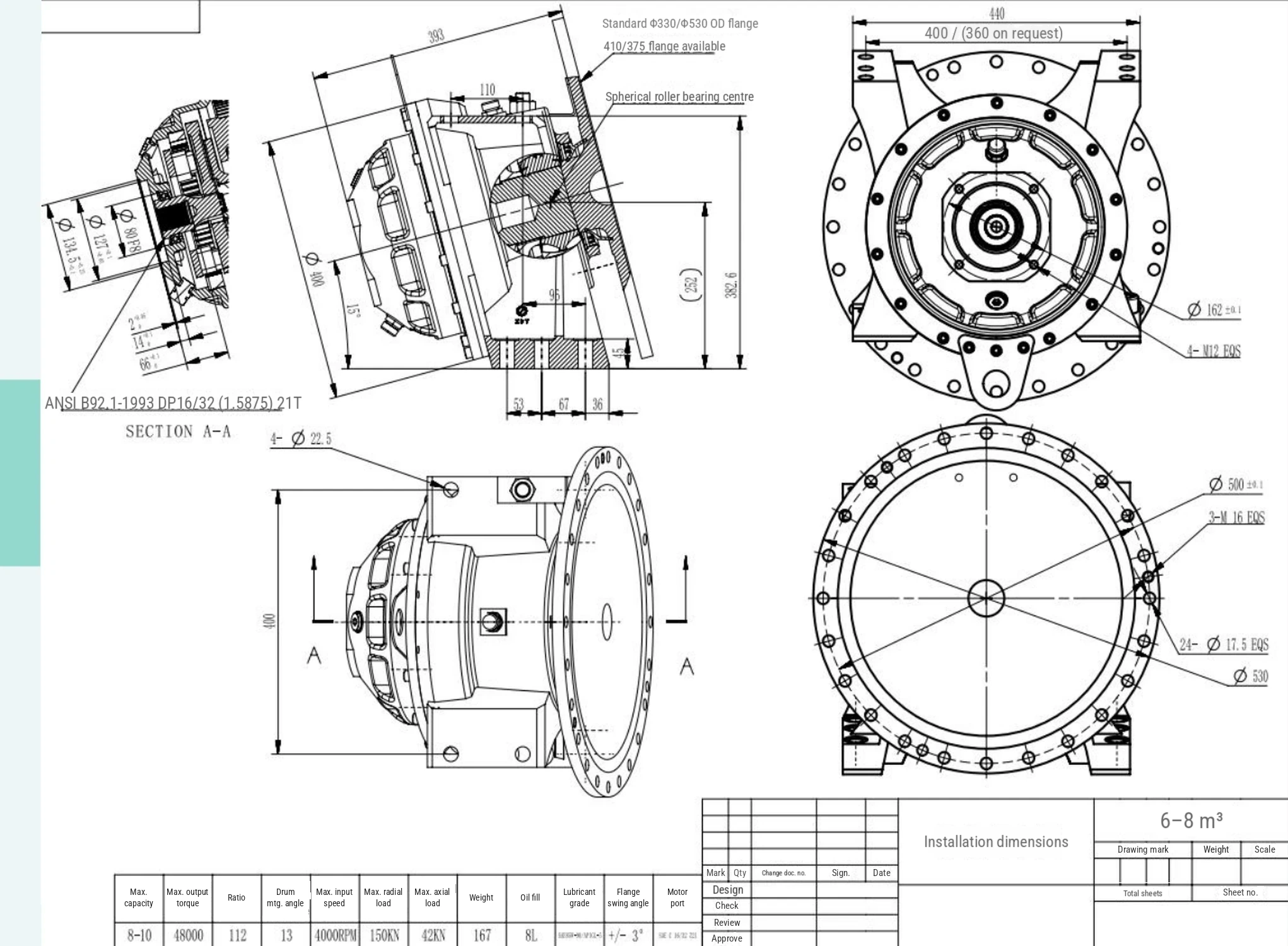 Mixer truck drive, 6–8 m³