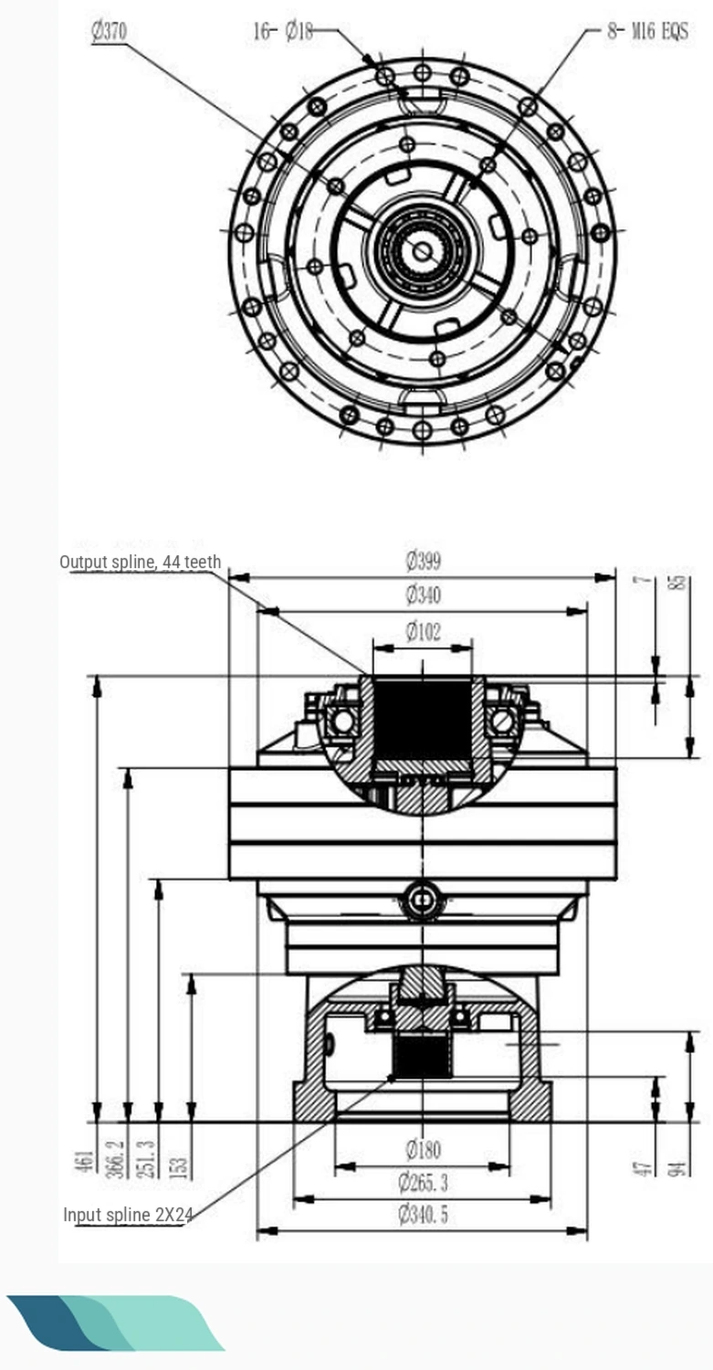 Rotary-head drive 2250, ratio 36