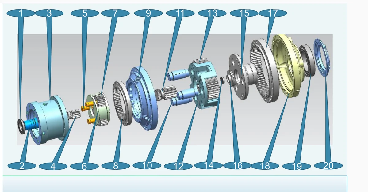 Rotary-head drive 2250, ratio 36 — exploded view